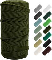 suntq macrame cord 4-strand twisted (3mmx109yard) soft unstained olive green cotton rope for handmade plant hangers, wall hangings, crafts, knitting, and decorative projects logo