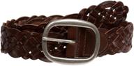 👗 women's oval braided woven leather belt - 1.5 inches (37mm) logo