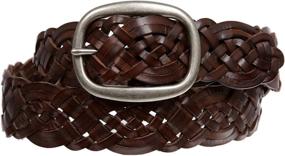 img 1 attached to 👗 Women's Oval Braided Woven Leather Belt - 1.5 Inches (37mm)