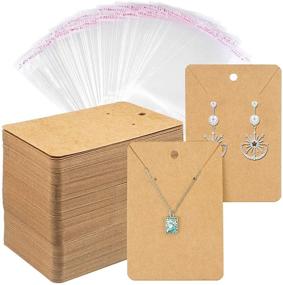 img 4 attached to Earring Cards Necklace Display Self Seal Beading & Jewelry Making