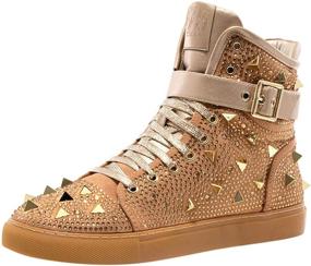 img 4 attached to 👟 Men's Rhinestone Metallic Ornament High Top Sneakers Shoes