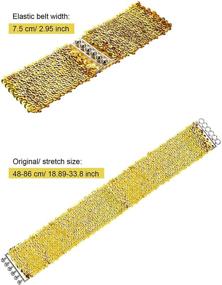 img 3 attached to Shimmering 3 Piece Sequin Belt Set for 70s 80s Disco Costume Party - Wide Waist Elastic Cinch Belt with Metal Buckle Glitter in Gold, Silver & Black