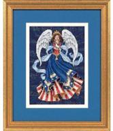 🧵 комплект для вышивания крестом «патриотический ангел» из коллекции dimensions gold – канва аида 18 синего цвета, размером 5''x7'' логотип