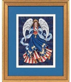 img 1 attached to 🧵 Комплект для вышивания крестом «Патриотический ангел» из коллекции Dimensions Gold – канва Аида 18 синего цвета, размером 5''x7''