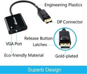 img 2 attached to 🔌 Адаптер DisplayPort к VGA с конвертером 1080P для расширенного рабочего стола и отображения зеркала - мужской на женский, AMD Eyefinity, позолоченный кабель для Mac, PC, HDTV.