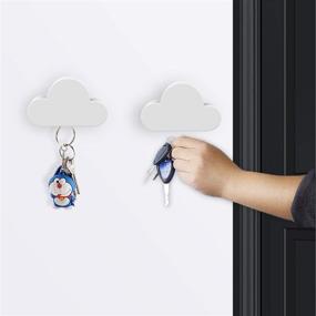 img 4 attached to 🔑 MoKo Magnetic Key Holder (2 Pack) - Adhesive Magnetic Key Rack Organizer Hooks for Wall Door - White