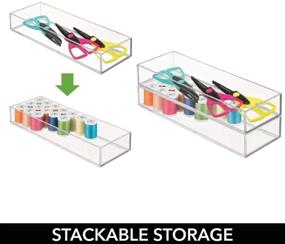 img 2 attached to 🗄️ mDesign 12" Clear Stackable Plastic Drawer Organizer Tray - Craft, Sewing, Hobby, Art Supplies Storage Bin Holder for Home, Classroom, Studio - Pack of 6