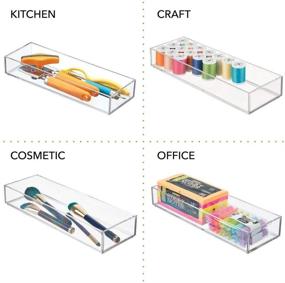 img 1 attached to 🗄️ mDesign 12" Clear Stackable Plastic Drawer Organizer Tray - Craft, Sewing, Hobby, Art Supplies Storage Bin Holder for Home, Classroom, Studio - Pack of 6