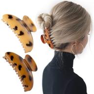 🐆 large hair claw clips hair accessories for thick hair - french design leopard print banana clips, 3.6 inch big hair barrettes (2 pcs) logo