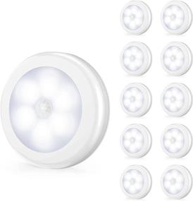 img 4 attached to 🔦 Ultra-Bright Motion Sensor LED Night Lights - Cordless, Non-Fall Design | Multipurpose Stick-on Magnet Closet Lights for Stairs, Hallway, Kitchen, Cabinet | Pack of 10, White