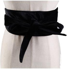 img 1 attached to 🎀 Yoli Women's Velvet Wrap Around Belt - Self Tie OBI Waistband for Dressing with Comfort