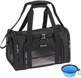 img 4 attached to 🐶 Bjkulatia Dog Carrier Cat Carrier: Airline Approved, Soft-Sided Pet Travel Carrier for Small Dogs and Cats - Collapsible, Black, with Foldable Bowl