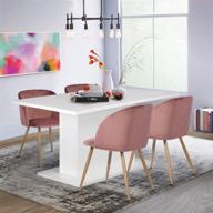 набор из 2 столовых стульев homycasa accent в розовом велюровом материале с металлическими ножками - скандинавский стиль для гостиной, кофейни и многое другое! логотип