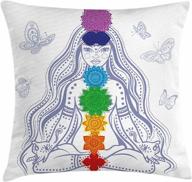 🌸 colorful girl in lotus stones throw pillow: oriental meditation theme, decorative square case, 18x18 logo