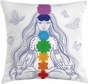 img 1 attached to 🌸 Colorful Girl in Lotus Stones Throw Pillow: Oriental Meditation Theme, Decorative Square Case, 18x18