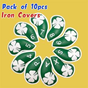 img 3 attached to 🍀 Golf Iron Covers Headcovers: 4 Leaf Clover Synthetic Leather Club Head Cover Pack of 10 for Oversized Standard & Small Size Irons