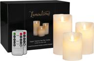 flameless led flickering candles with remote controls & timer - realistic moving flame, battery operated, set of 3, elegant home decor gift, ivory real wax pillar candles логотип