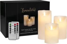 img 4 attached to Flameless LED Flickering Candles with Remote Controls & Timer - Realistic Moving Flame, Battery Operated, Set of 3, Elegant Home Decor Gift, Ivory Real Wax Pillar Candles