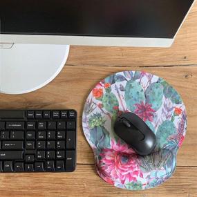 img 1 attached to Ergonomic Mouse Pad with Wrist Support Rest, Colorful Watercolor Blooming Cactus Cacti Succulents 🌵 Abstract with Flowers Florals, Wrist Pad for Desk Laptop Computer Home Office Working Studying Travel