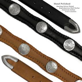 img 1 attached to 🤠 Rustic Charm: High-Quality Scalloped Genuine Leather Men's Accessories for Western Belts