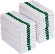 🧼 utowels premium 24-pack white/green stripe bar mop microfiber towels - ideal for home, kitchen, and restaurant cleaning (14inx18in) logo