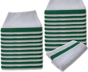 img 3 attached to 🧼 UTowels Premium 24-Pack White/Green Stripe Bar Mop Microfiber Towels - Ideal for Home, Kitchen, and Restaurant Cleaning (14inx18in)