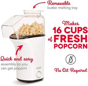 img 2 attached to 🍿 DASH DAPP150V2WH04 Hot Air Popcorn Popper Maker with Measuring Cup To Portion popping Corn Kernels + Melt Butter, Large 16-Cup Capacity - White