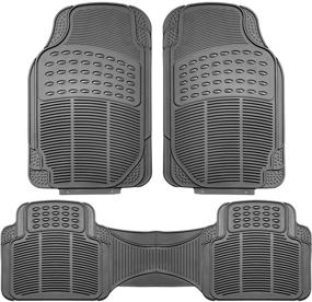 img 4 attached to 🚗 FH Group F11306GRAY Gray Solid Trimmable Heavy Duty All-Weather Floor Mats - 3 Piece Full Set