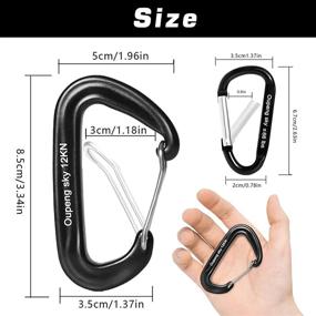 img 1 attached to 🔗 10 Piece Carabiner Clips Kit: 2 Heavy Duty Carabiners (12KN/2697 lbs), 4 Lightweight Carabiner Clips (66 lbs), 4 Key Rings - Ideal for Hammocks, Camping, Hiking, Gym, Keychain, Locking Dog Leash and Harness