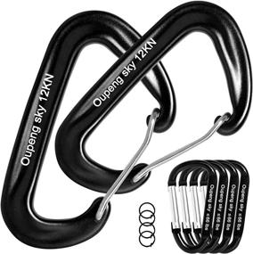 img 4 attached to 🔗 10 Piece Carabiner Clips Kit: 2 Heavy Duty Carabiners (12KN/2697 lbs), 4 Lightweight Carabiner Clips (66 lbs), 4 Key Rings - Ideal for Hammocks, Camping, Hiking, Gym, Keychain, Locking Dog Leash and Harness