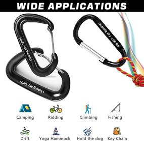 img 3 attached to 🔗 10 Piece Carabiner Clips Kit: 2 Heavy Duty Carabiners (12KN/2697 lbs), 4 Lightweight Carabiner Clips (66 lbs), 4 Key Rings - Ideal for Hammocks, Camping, Hiking, Gym, Keychain, Locking Dog Leash and Harness