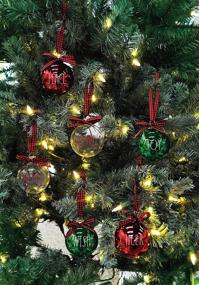 img 2 attached to Rae Dunn Christmas Ornaments - Set of 6 Glass Balls - Red, Green, Clear - Peace, Love, Joy, Hope, Wish, Nice - 2.36 Inch Hanging Holiday Decorations for Xmas Tree