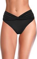 shekini women's twist front high cut waisted swim bottoms: a stylish blend of flattering fit and trendy design logo