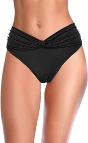 img 3 attached to SHEKINI Women's Twist Front High Cut Waisted Swim Bottoms: A Stylish Blend of Flattering Fit and Trendy Design