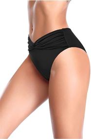 img 2 attached to SHEKINI Women's Twist Front High Cut Waisted Swim Bottoms: A Stylish Blend of Flattering Fit and Trendy Design