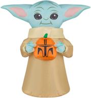 👶 gemmy industries hk inflatable baby yoda halloween prop: the perfect galactic addition to your spooky decor! logo