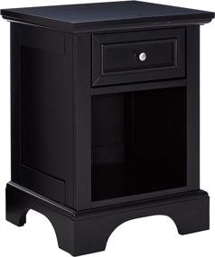 img 4 attached to Bedford Black Hardwood Nightstand with Drawer and Open Storage Area by Home Styles