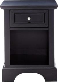 img 3 attached to Bedford Black Hardwood Nightstand with Drawer and Open Storage Area by Home Styles