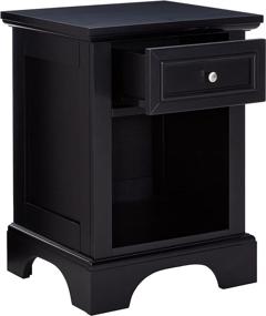 img 2 attached to Bedford Black Hardwood Nightstand with Drawer and Open Storage Area by Home Styles