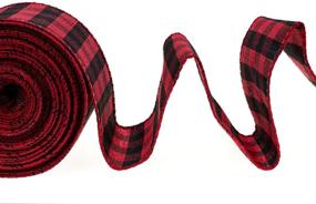 img 3 attached to Red and Black Buffalo Plaid Ribbon with Wired Edge - Gingham Ribbon for Christmas Decorations, Bows, Crafts - 10 Yards by 2.48 Inches (Style 4)