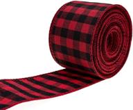 red and black buffalo plaid ribbon with wired edge - gingham ribbon for christmas decorations, bows, crafts - 10 yards by 2.48 inches (style 4) logo