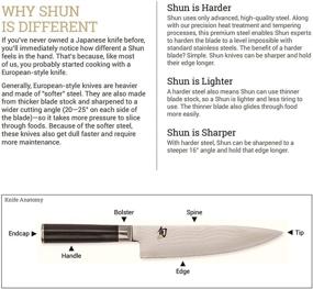 img 2 attached to 🔪 Shun Premier 6.5-дюймовый зубчатый универсальный нож: достигайте идеального нарезания с двойным зубчатым лезвием, тонким центральным краем и ручной заточкой лезвия; рукоятка из орехового паккавуда; ручная работа в Японии