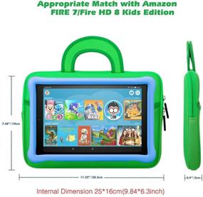 img 3 attached to 🦖 MoKo 7-8" Kids Tablet Sleeve: Neoprene Carrying Bag for Luna Controller, Fire 7 Kids Edition, Fire HD 8 Plus/Fire HD 8 2020, Fire 7 Kids Pro 2021, Fire HD 8 Kids Pro 2021 - Dinosaur Green