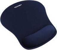 tecknet ergonomic gaming office mouse pad mat with wrist rest support - non-slip rubber base - special-textured surface (blue) логотип