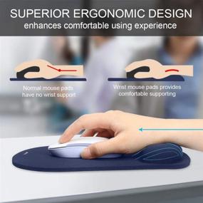 img 2 attached to TECKNET Ergonomic Gaming Office Mouse Pad Mat with Wrist Rest Support - Non-Slip Rubber Base - Special-Textured Surface (Blue)