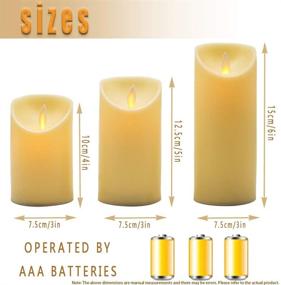 img 3 attached to 🕯️ YASENN Flameless 3D Moving Flame LED Candles Set of 3 - Battery Operated Dancing Flame Realistic Candles (Ivory D3&#34; Plastic, 4&#34;5&#34;6&#34; Sizes)