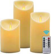 🕯️ yasenn flameless 3d moving flame led candles set of 3 - battery operated dancing flame realistic candles (ivory d3&#34; plastic, 4&#34;5&#34;6&#34; sizes) логотип