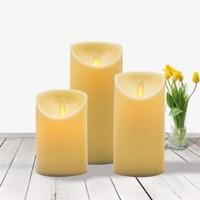 img 2 attached to 🕯️ YASENN Flameless 3D Moving Flame LED Candles Set of 3 - Battery Operated Dancing Flame Realistic Candles (Ivory D3&#34; Plastic, 4&#34;5&#34;6&#34; Sizes)