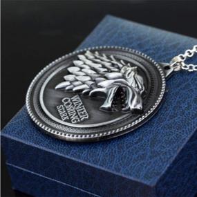 img 2 attached to 🐺 Exquisite 'Reddream Game of Thrones' Necklace Keychain Pendant: Perfect Gift for Friends and Collectors, featuring the Iconic Stark Symbol