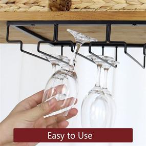 img 3 attached to 🍷 Casaphoria Wine Glass Rack - Under Cabinet Stemware Holder for Bar & Kitchen Storage - Hanger Metal Organizer, Black